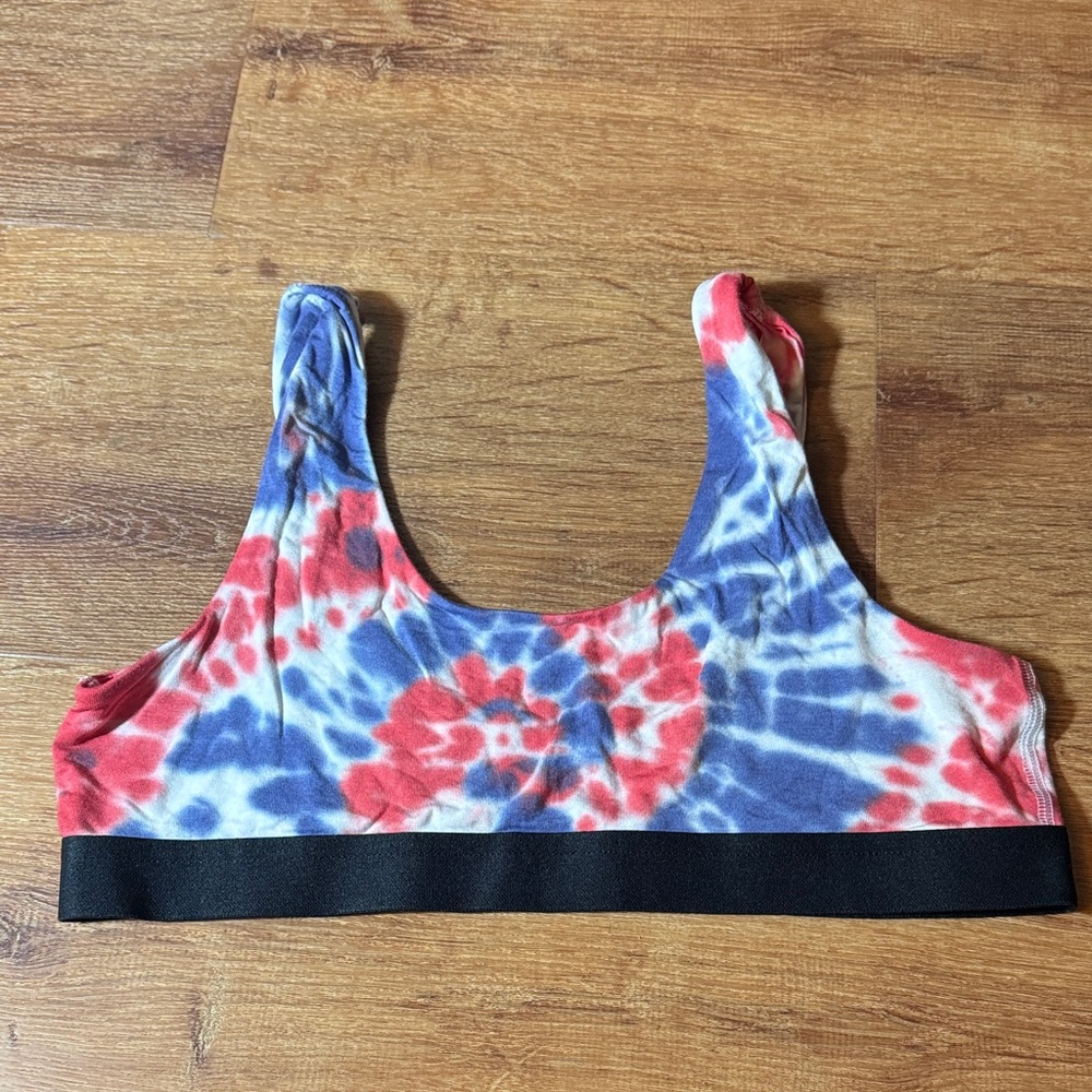 MeUndies Tie-Dye Bra - Red, Blue, White XL